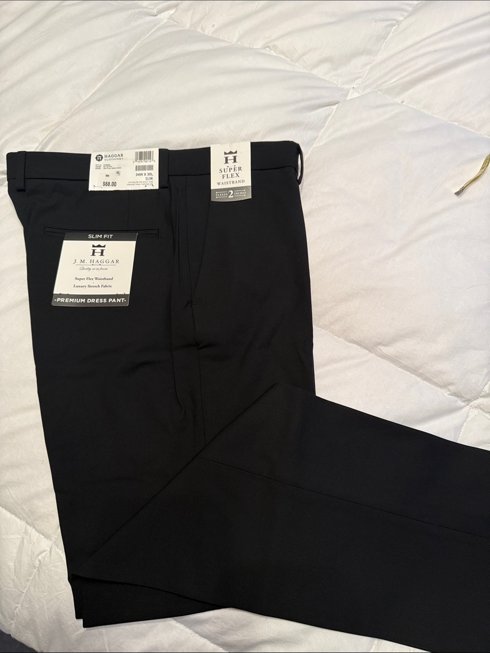 Haggar Black Slim Dress Pants - Super Flex Waistband